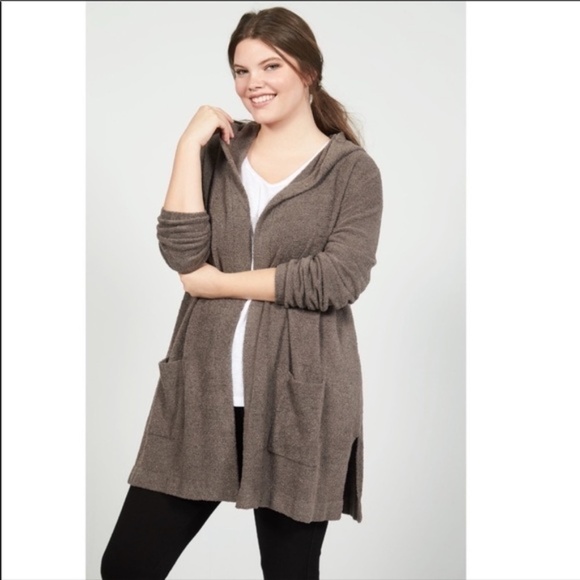 BAREFOOT Dreams Cozychic Lite Hooded Longline Cardigan Sweater Brown Size XS / S - Picture 1 of 10